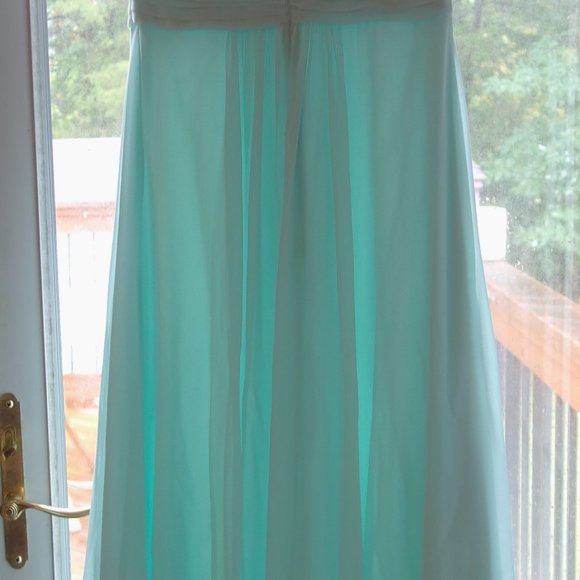 Donna Morgan Green Teal Sheer Gown - Picture 16 of 16